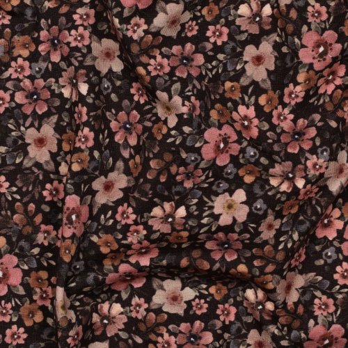 Jersey - Big Fiora Flowers - nude/khaki/rost/braun