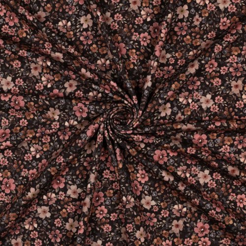 Preview: Jersey - Big Fiora Flowers - nude/khaki/rost/braun