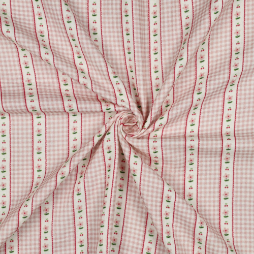 Preview: Musselin - Aviana - naturweiß/rosa/fuchsia