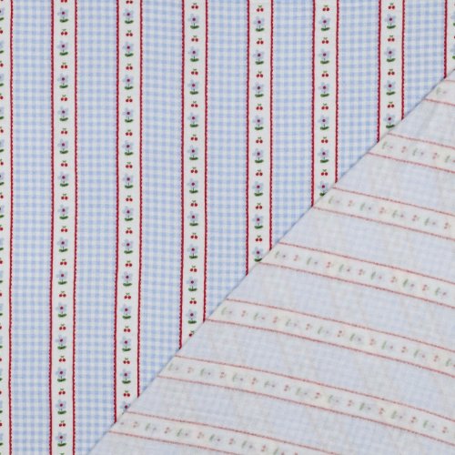 Preview: Musselin - Aviana - weiß/hellblau/rot