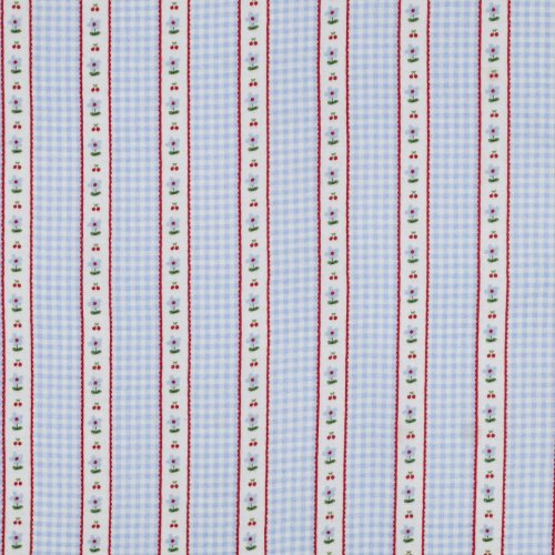 Musselin - Aviana - weiß/hellblau/rot