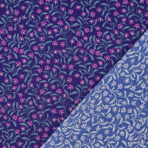 Preview: Viskose - Polina Flowers - blau