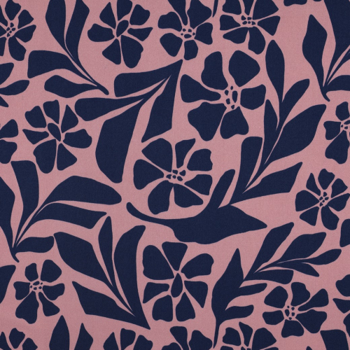 Viskosestretch - Melvina Flowers - rosa/denim