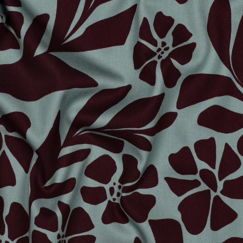 Preview: Viskosestretch - Melvina Flowers - mint/bordeaux