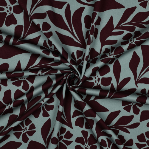 Viskosestretch - Melvina Flowers - mint/bordeaux
