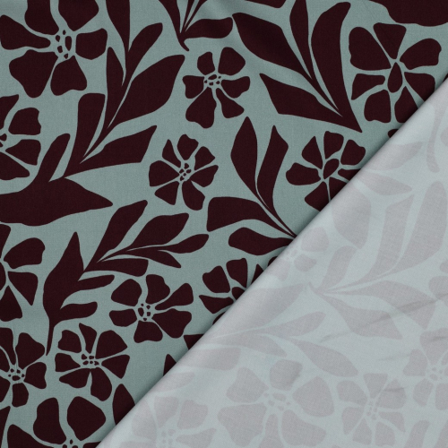 Preview: Viskosestretch - Melvina Flowers - mint/bordeaux