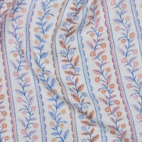 Bio Musselin - Amadea - weiß/hellblau