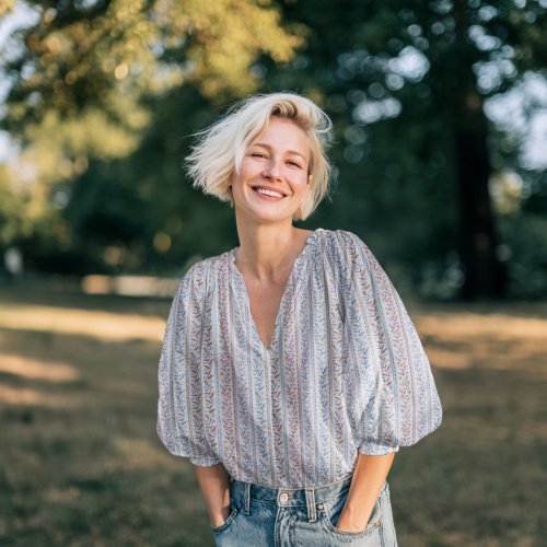 Preview: Bio Musselin - Amadea - weiß/hellblau