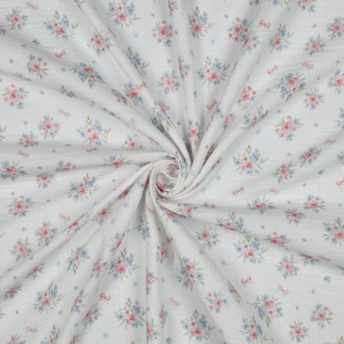 Preview: Bio Musselin - Haide Flowers - weiß