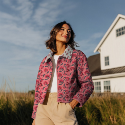 Doubleface Musselinstepper - Cinzia Flower - mauve