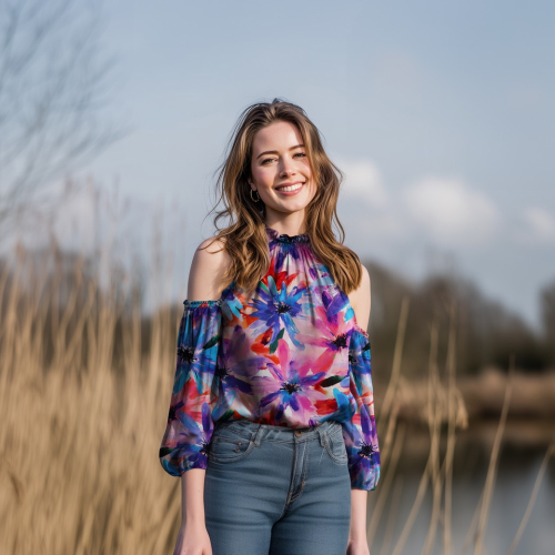 Preview: Viskose mit LENZING™ ECOVERO™ Fasern - Melody Flowers - pink/blue