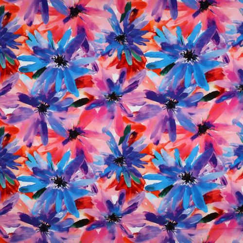 Preview: Viskose mit LENZING™ ECOVERO™ Fasern - Melody Flowers - pink/blue