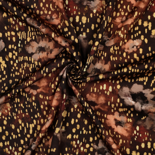 Viskosesatin - matt - Misia Flowers - brown