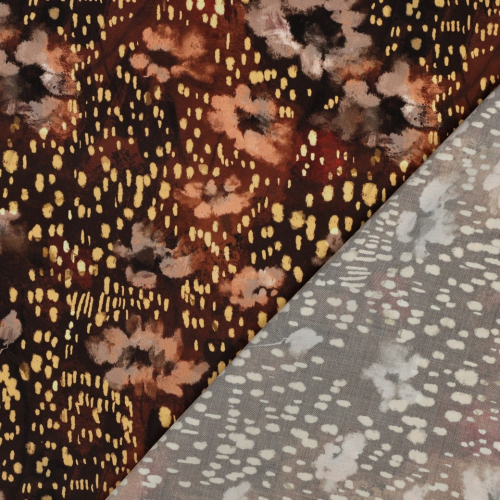 Preview: Viskosesatin - matt - Misia Flowers - brown