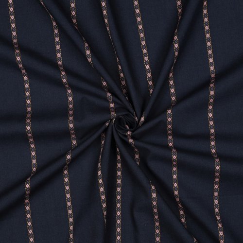 Preview: Baumwolle - Lajana - dunkelblau/rosa/orange