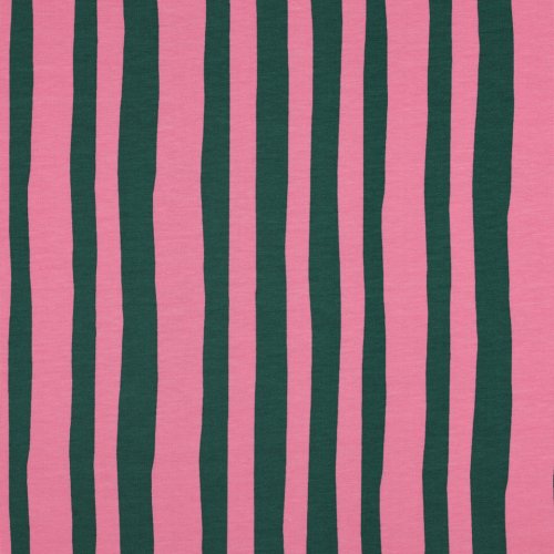 Bio French Terry - Stripes - rosa/dunkelgrün - by Jennifer Bouron