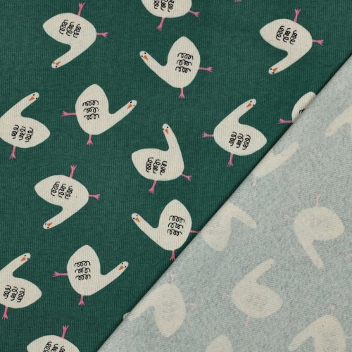 Preview: Bio Ripp Jersey - Geese - grün - by Jennifer Bouron