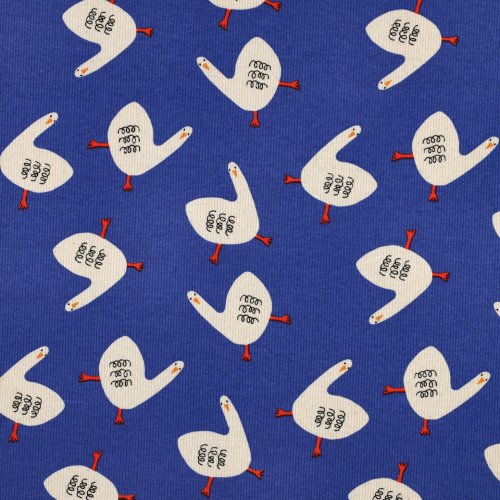 Bio Ripp Jersey - Geese - blau - by Jennifer Bouron