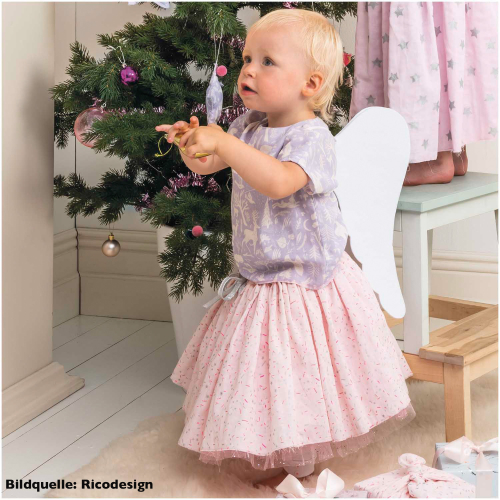 Preview: RESTSTÜCK 2,10m !!! - Musselin - Sterne - rosa metallic - Nostalgic Christmas - Rico Design