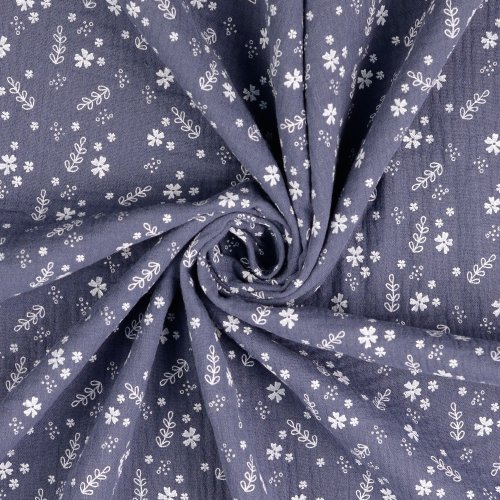 Musselin - Blümchenwiese - jeans