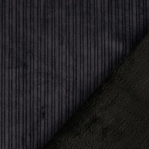 Preview: RESTSTÜCK 1,30m !!! - Cord mit Fellabseite - dunkelgrau
