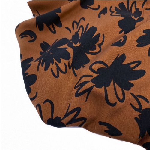 RESTSTÜCK 50cm !!! - Lyocell - Blumen - braun