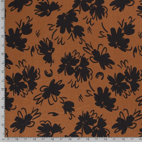 RESTSTÜCK 50cm !!! - Lyocell - Blumen - braun