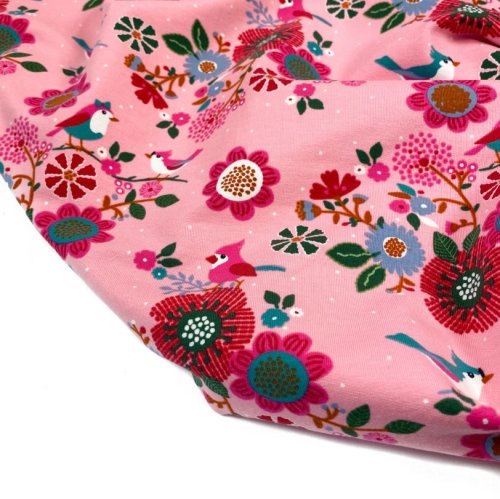 French Terry - Birds and Flowers - rosa