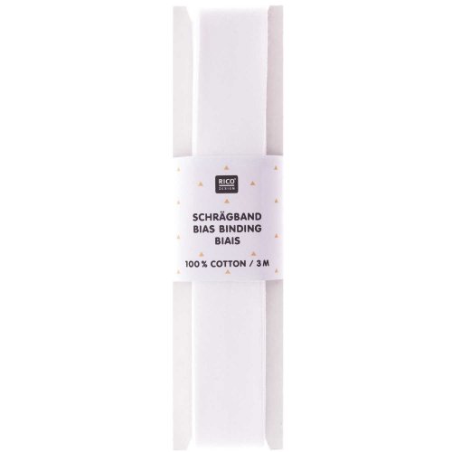 Baumwolle Schrägband - 3m - weiß - Rico Design