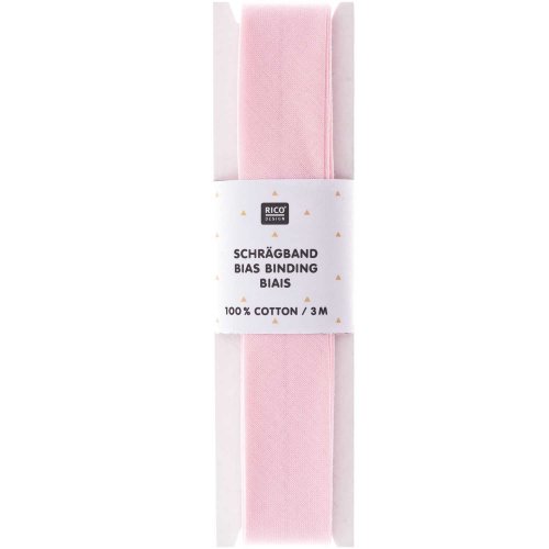 Baumwolle Schrägband - 3m - hellrosa - Rico Design