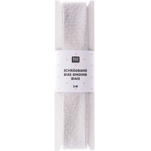 Schrägband - 3m - silber glitzer - Rico Design