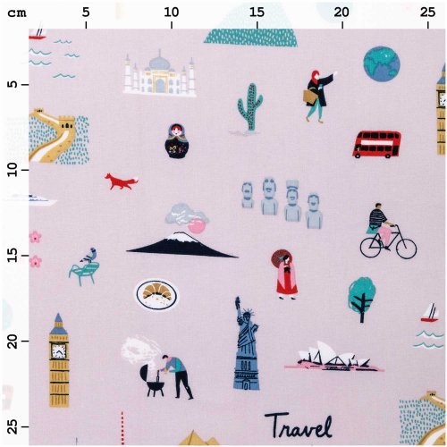 RESTSTÜCK 0,90m !!! - Baumwolle - Travel the world - flieder - Travel the world - Rico Design