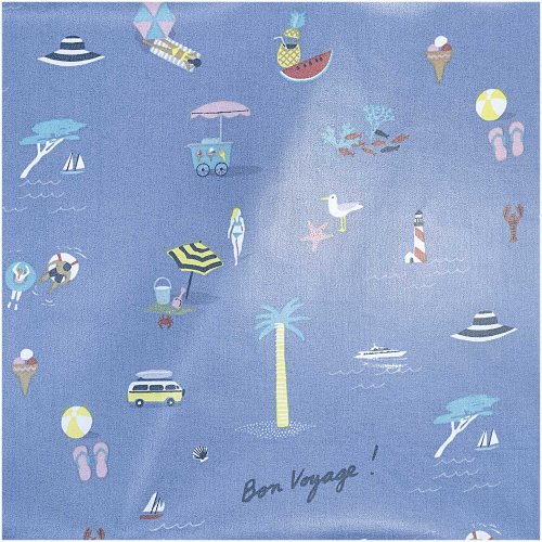 RESTSTÜCK 1,30m !!! - Baumwolle beschichtet - Bon Voyage - blau - Travel the world - Rico Design