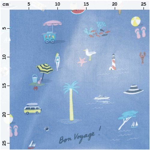 Baumwolle beschichtet - Bon Voyage - blau - Travel the world - Rico Design