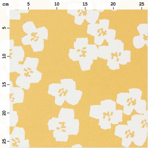 Baumwolle beschichtet - Blumen - senfgelb hellgrau - Okina Hana - Rico Design