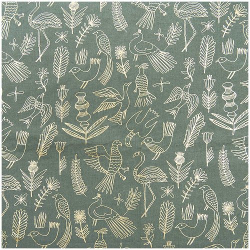 Baumwolle - Vögel - grün hot foil - Alpaca Collection - Rico Design