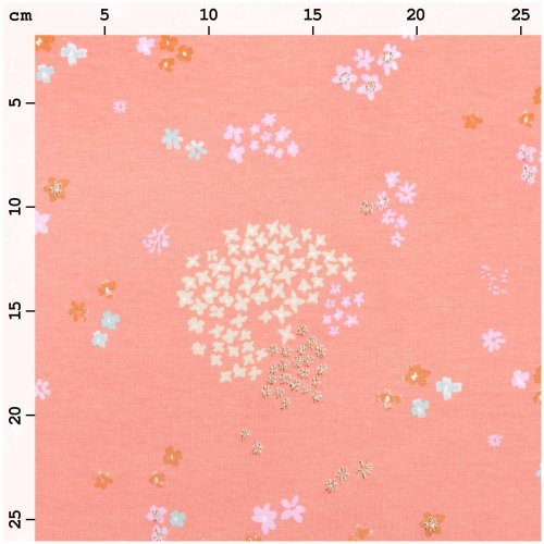Jersey - Blumen - rosa metallic - Crafted Nature - Rico Design