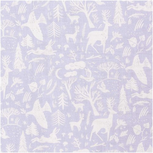 RESTSTÜCK 80cm !!! - Musselin - Winterwald - flieder - Nostalgic Christmas - Rico Design