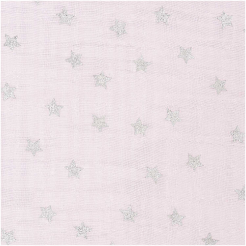 RESTSTÜCK 2,10m !!! - Musselin - Sterne - rosa metallic - Nostalgic Christmas - Rico Design