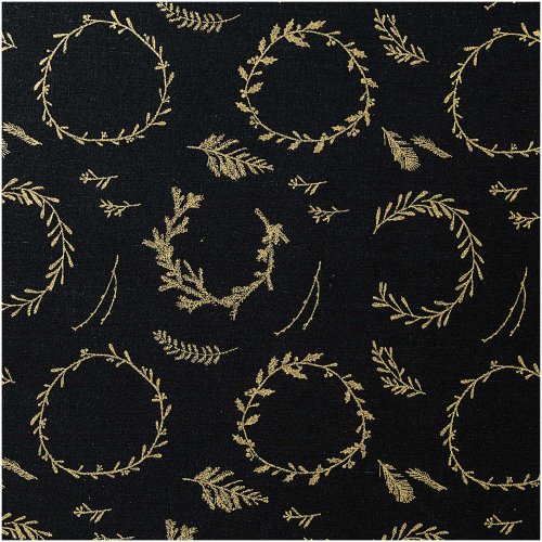 Baumwolle - Kränze - schwarz gold - Nostalgic Christmas - Rico Design