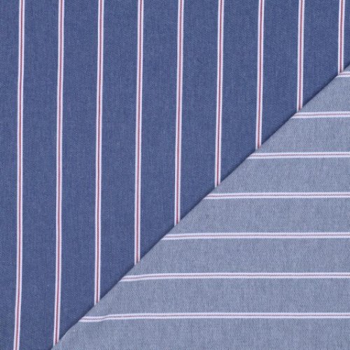 Preview: Baumwoll Denim - Big Stripes - medium blue