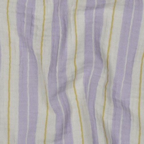 Preview: Musselin - Tarian Streifen - ecru/flieder/senf