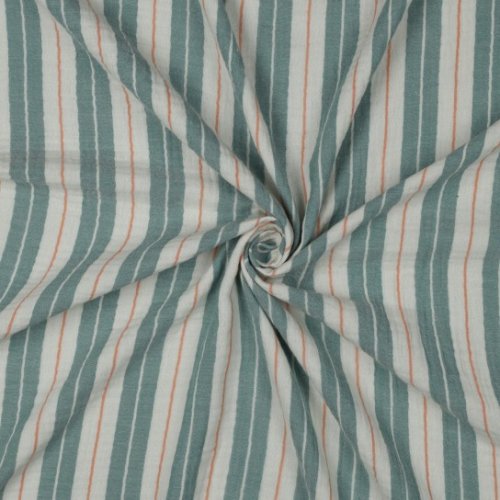 Musselin - Tarian Streifen - hellmint/grün/orange