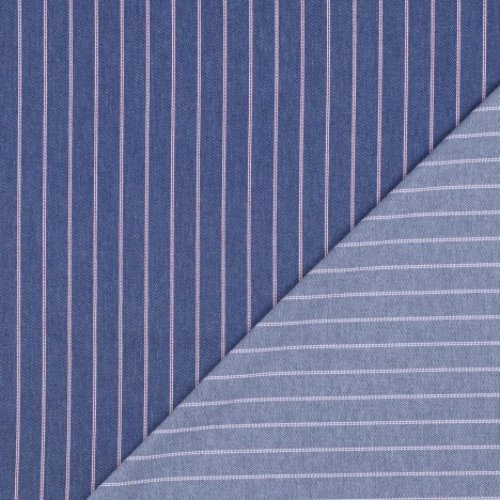 Preview: Baumwoll Denim - Small Stripes - medium blue