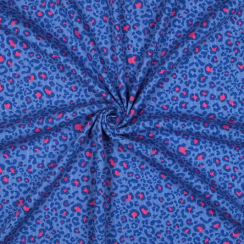 Preview: RESTSTÜCK 1,00m !!! - Rib Jersey - Roxy Leo - blau/pink