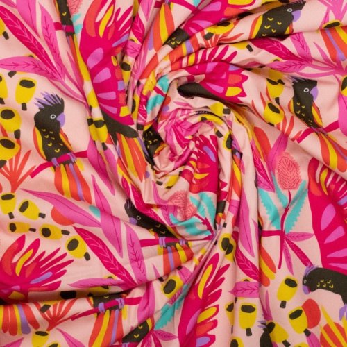 Baumwoll Popeline - Parrot - rosa/pink/gelb - by Karina + Kind