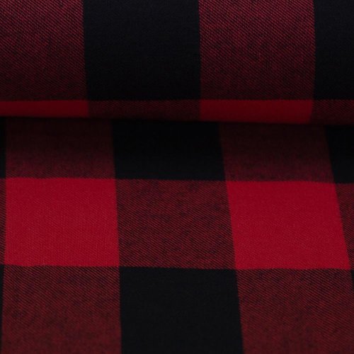 Baumwoll Flanell - Maverick - schwarz/rot - Swafing