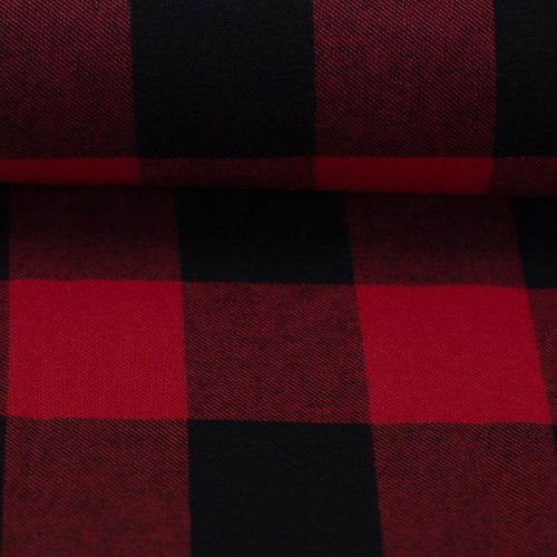 Baumwoll Flanell - Maverick - schwarz/rot - Swafing