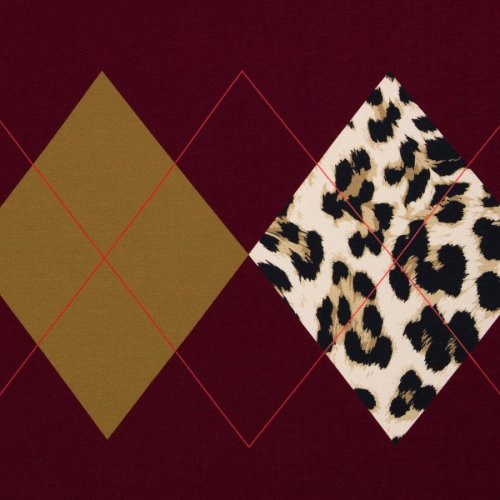 French Terry - Panel - Argyle Leo Rauten - burgundy - Geoluxe by Ki-ba-doo - Swafing