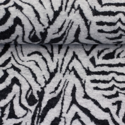 Jacquard Jersey - Emily Tiger - naturweiß/schwarz